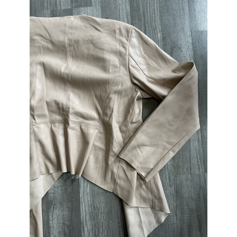 Halogen Womens Blush Beige Faux Leather Draped Open Front Waterfall Jacket 1X - Picture 12 of 12